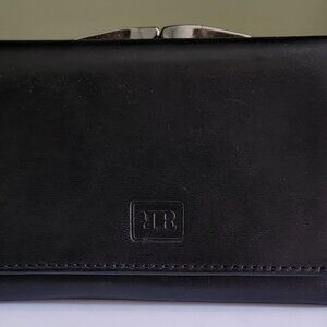 New RR Black Leather Wallet with Chang Purse, Credit Card Slots & Bill Fold